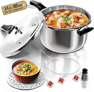 Stainless Steel Pressure Cooker, Spring Valve Safeguard Devices, Gas Stove Eletric Stove Cooking (14qt)
