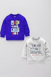 NammaBaby Boys Loopknit Cotton Round Neck T-Shirt Chest Printed Full Sleeves Sweatshirt for Light Winters Pack of 2