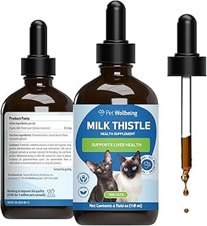 Pet Wellbeing Milk Thistle for Cats - Organic Milk Thistle, Supports Healthy Liver Function & Detoxification - Vet-Formulated Herbal Supplement - 4 oz (118 ml)