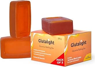 Glutalight Soap | Glutathione Soap & Kojic Acid Soap | Glycerin Soap | Body Tan Removal Soap | Soaps for Bath | Bath Soap Combo Offers | Enriched with Black Castor - Pack of 3
