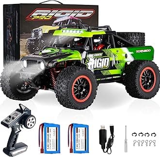 1:14 RC Cars Fast 50 KMH Remote Control Car 4X4 RC Truck for Kids Adults Boys 2.4 GHz All Terrains RC Dune Buggy Off-Road RC Monster Truck Short Course Car with 2 Batteries (Green)