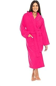 Synanto Towelling Robe 100% Egyptian Cotton Bathrobe - Women's Men Highly Absorbent Terry Hooded For Bath Shower Spa Hotel