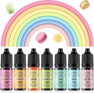 Cherrysea Food Coloring for Cake Decorating Macaron Edible Food Dye for Baking Royal Icing Cookie Supplies Gluten Free 7x12ml Food Grade Liquid Food Color Kits, 0.4 Fl. Oz/Bottles