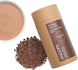Knoops Dark Hot Chocolate Flakes, 72% Extra Dark Luxury Hot Drinking Chocolate, Delicious Cocoa Drink with Real Choc Flakes, All Natural Vegan Ingredients, 250 g, Equal to 8 Serving Sachets