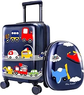 iPlay, iLearnKids Carry On Luggage Set, Blue, 18 inch, Vehicle