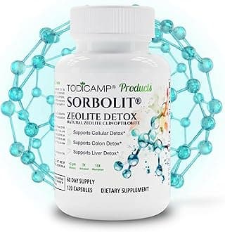 TODICAMP Zeolite Detox for Adults Sorbolit - Zeolite Capsules Binder Detox Cleanse - Zeolite Clinoptilolite for Deep Full Body Detox, Gut Cleanse, Cellular and Liver Detox