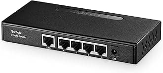 Binardat Multi Gigabit 5 Port Switch, 1 x 2.5 Gigabit and 4 x 1 Gigabit RJ-45 Ethernet Ports, Metal Fans, Plug-and-Play Network Switches Unmanaged