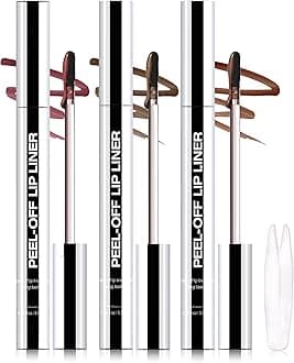 Erinde 3PCS Peel Off Lip Liner Stain, Long Lasting Tattoo Lip Liner with Tweezer, Matte Finish Peel Off Lip Stain, Waterproof Transfer Proof, Non-Stick Cup Nude Lip Lipliner Stain