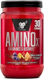 BSN AMINOx® Amino Energy Powder for Endurance and Recovery, Effervesent Instantized Amino Acids, Dietary Supplement - Fruit Punch, 435 Grams, 30 Servings