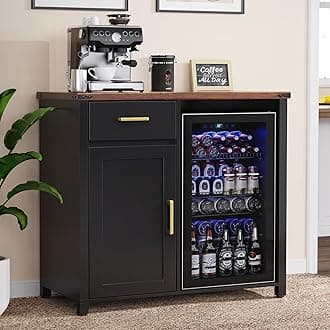 GDLF Coffee Bar with Mini Fridge Space, Mini Fridge Cabinet Stand，Liquor Wine Cabinet for Dorm, Kitchen or Office, 39.4" W X 20.9" D Tabletop
