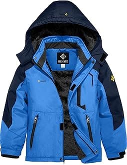 GEMYSE Boy's Waterproof Ski Snow Jacket Hooded Fleece Windproof Winter Jacket