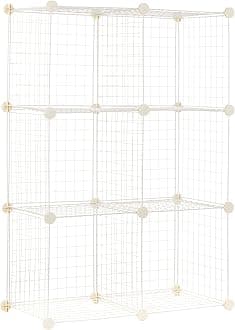 amazon basics Metal Powder Coated 6 Cube Wire Storage Shelves (White)