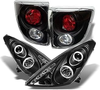 For Toyota Celica Black Projector DRL LED Headlights Driver/Passenger Lamps + Tail Brake Light Assembly