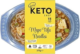 Keto Chef Mapo Tofu Noodles - Vegan Friendly, Made from Organic Konjac Flour, Instant Microwave Meal, Suitable for Vegan Diet, | Ready to Eat (370g) Pack of 4
