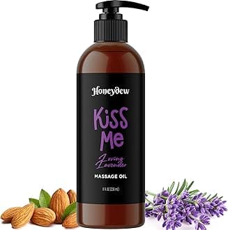Tempting Lavender Massage Oil for Couples - Aromatherapy Sensual Massage Oil for Date Night with Lavender Essential Oil and Sweet Almond Oil - Vegan Non Staining Non Greasy Smooth Gliding Formula