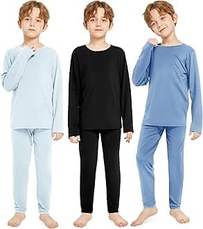 Resinta Kids Boys Thermal Underwear Set - Fleece Lined Base Layers Top & Bottom Toddler Long Johns for Cold Winter