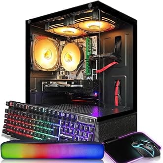 STGAubron Gaming PC Computer Desktop, Intel Core i5 up to 3.6G, Radeon RX 590 8G, 16G RAM, 1T SSD, 600M WiFi, BT 5.0, RGB Fan x 3, Windows 11 Home