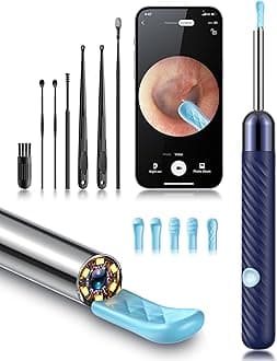 Ear Wax Removal Tool Camera - Ear Wax Removal Kit - Ear Cleaner with Camera - 1080P HD Ear Camera with 6 Ear Spoon - Ear Cleaner for iOS & Android