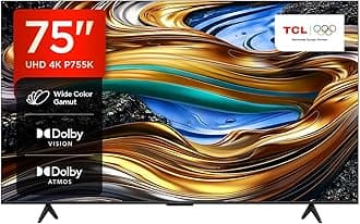 TCL 75P755K 75-inch Ultra HD, Wide Color Gamut, 4K HDR TV, Smart TV Powered by Android TV (Dolby Atmos 2.0, Dolby Vision, HDR 10+, Voice Control, compatible with Google assistant, Chromecast built-in)