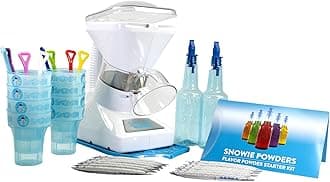 Little Snowie Max Snow Cone Machine - Premium Shaved Ice Maker, with Powder Sticks Syrup Mix, Premium Kit, White