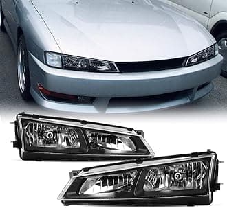 For 1997 1998 Nissan 240SX / Silvia (S14 Kouki) Black Bezel JDM Headlight Lamp Set Pair