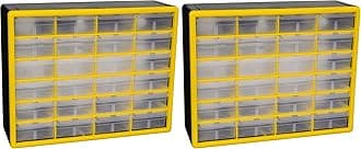 Akro-Mils 24-Drawer Plastic Drawer Storage Cabinet for Garage Organization, Bead Organizer, Building Bricks Storage, Teacher Toolbox, Makeup Organizer, 20-Inch W x 6-Inch D x 16-Inch H, 10124 Yellow
