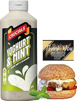Crucials Sauce - Thank You Card by Parahon – Cool, Creamy Sauce for BBQ, Burgers, Grilled Meat, Wraps, Salads & Sandwiches – Refreshing Flavour Condiment (1 x 500ml, Yoghurt & Mint)
