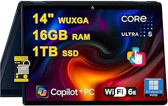 HP OmniBook X Flip 2-in-1 Laptop 14" WUXGA IPS Touch (400nits) Intel 8-core Ultra 5 226V (Up to 40 Tops) 16GB RAM 1TB SSD for Creator Designer Business Professional Win11Pro ICP Hub