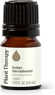 Plant Therapy Sandalwood Indian Essential Oil 2.5 mL (1/12 oz) 100% Pure, Undiluted, Soothing Essential Oils for Skin, Relaxation, and Restful Sleep