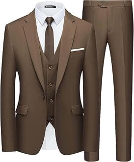 Men's Slim Fit Suit 3 Piece One Button Business Suit Wedding Party Jacket Vest Pants