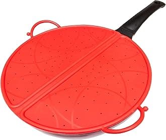 Splatter Screen Pan Guard Frying Bacon Grease Oil Red Silicone Gaurd Stove Top Cooking Exultimate