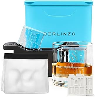 Berlinzo Premium Clear Ice Cube Maker with Conversation Ice Prints – 2 Large 2.1" Crystal Clear Ice Squares – Giftable Idea for Party, Game Night & Just for Fun – Includes Storage Bag (Non-Electric)