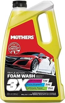 Mothers Triple Action Foam Wash, 100 oz. — pH Balanced, Eco-Friendly, Super-Sudsy, Foam Cannon, Safely Clean Without Stripping Wax, Sealant or Coating, Remove Dirt & Grime, Super Concentrated (05610)