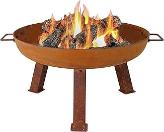 Sunnydaze 24-Inch Cast Iron Heavy-Duty Fire Pit for Outside - Wood-Burning Outdoor Fire Pit Bowl with Handles - Rust