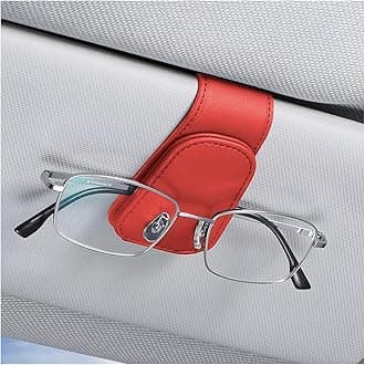 AICEL Sunglasses Holders for Car Sun Visor, Leather Eyeglasses Hanger Mounter, Magnetic Glasses Holder and Ticket Card Clip, Auto Interior Accessories Universal for SUV Pickup Truck
