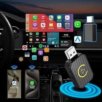 Mini Android Auto & CarPlay Wireless Dongle, 2-in-1 Wireless CarPlay Adapter for iPhone IOS 10+/Android 11+, USB-C/USB