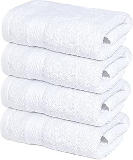 Infinitee Xclusives Luxury Wash Cloths for Showering [13x13] – 100% Cotton Washcloths [Pack of 4], Soft and Absorbent Face Towels for Bathroom Wash Clothes, Gym, and Spa (Brilliant White)