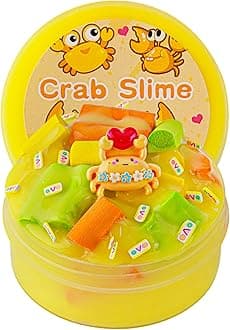 Okaybee Crab Yellow Foam Chunks Slime, Good Stretchy & Non-Sticky Crunchy Slime, Slime Party Favors for Kids, Slime Sensory Toys, Girls Gifts & Boys Gifts for Birthday Easter Hallowmas Christmas