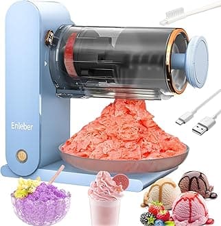 Shaved Ice Snow Cone Machine - Slushie Machine with 2 Reusable Plastic Ice Mold and Stainless Steel Blades,Kitchen Electric Cocktail Margarita TableTop Ice Crusher(Blue)