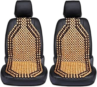 Zento Seat Beads Bead Seat Covers for Cars 2 Pieces of Natural Wooden Beads Back Massage Cushion, Bamboo Seat for Comfort in Your Travel Experience Cover Seats for Cars Beaded Car Seat