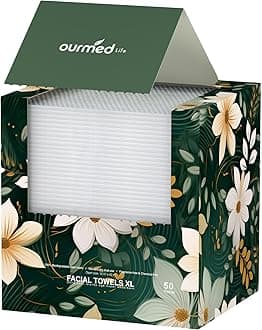 Disposable Face Towels, Clean Facial Wash Cloth without Lint, Biodegradable Cleansing Dry Wipes, Skincare and Makeup Remover Towels for Sensitive Skin (Unscented, 50 Count, Pack of 1)