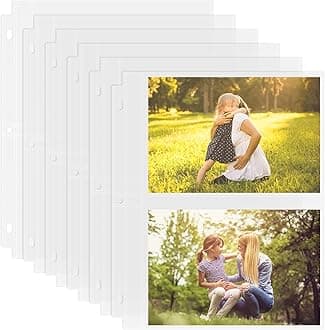 Aegero 50 Pack 5 x 7 Photo Sleeves for 3 Ring Binder(200 Pictures), Heavy-Duty Archival Photo Page Protectors, Clear Picture Album Refill Pages Holds, Acid-Free