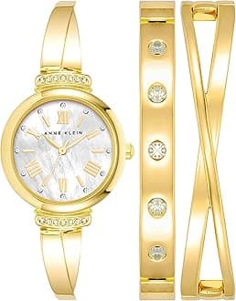 Anne Klein Women's Premium Crystal Accented Bangle Watch Set, AK/2245
