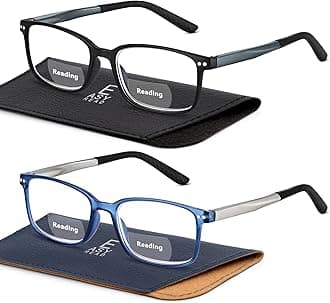 2 Pairs TR90 Bifocal Reading Glasses for Men,Rectangular Sport Blue Light Blocking Readers with Spring Hinge