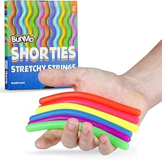 BUNMO Sensory Toys Stretchy Strings for Toddlers 3+ - Stimulating & Addictive Fidget Toys for Kids - Hours of Fun for Kids - Non-Mouthable Toy 3+ - Mini Smooth 12 Pack