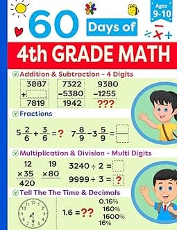 4th Grade Math Practice Book Ages 9 to 10: 4th Grade Summer Workbook Featuring Addition, Subtraction, Multiplication, Division, Fractions and more | ... Ninjas - Children Math Essentials, Band 5)
