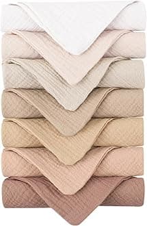 Konssy 7-Pack Soft Cotton Face Wash Cloths, Reusable Absorbent Washcloths for Sensitive Skin, Facial Makeup Remover Towels for Women (11 x 11 Inch)