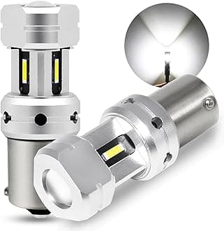 1156 LED Reverse Bulbs White, 3600 Lumens 500% Super Bright P21W BA15S 7506 1141 LED Backup Light Replacement with Projector for Car Truck RV Lawn Mower Tractor, Pack of 2
