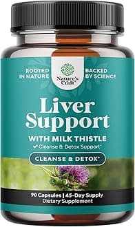 Natures Craft Liver Cleanse Detox & Repair - Herbal Liver Support Milk Thistle Supplement - Silymarin Milk Thistle Supplements with Dandelion Root, Choline, Beetroot & Artichoke Extract - 90 Count