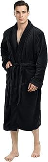 Mens Robe, Luxury Plush Fleece Mens Bathrobe, Spa Bath Robe for Men